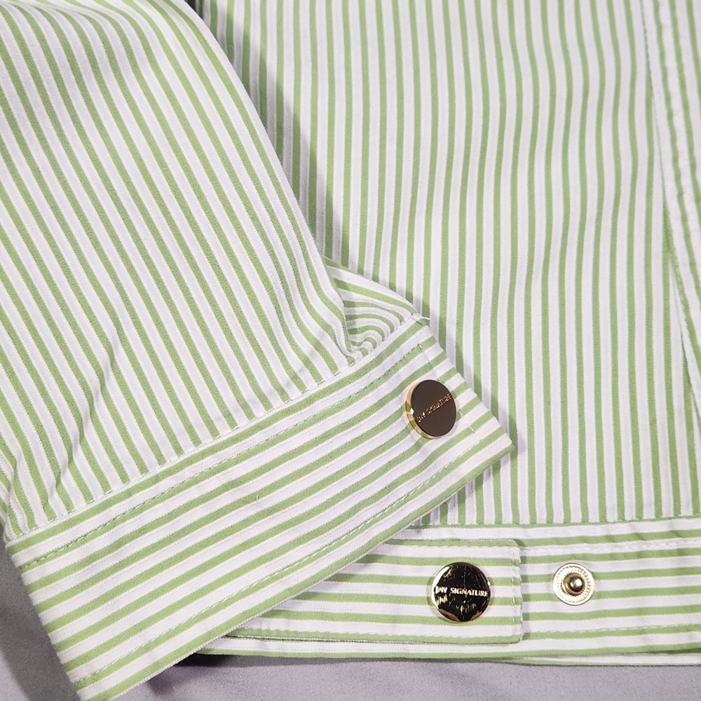 Jones New York Seersucker Green & White Striped Zip Up Blazer Jacket Large - Picture 7 of 7